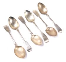 A set of six William IV silver teaspoons, initial engraved, Charles Lias, London 1837, 3.410z.