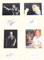 A Darts autographed picture montage, signed by Ronnie Baxter, Keith Deller, Kevin Painter, and Bob A