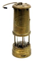 A British Coal Mining Company brass miner's lamp, Aberaman Colliery, serial number 207349, 21.5cm hi