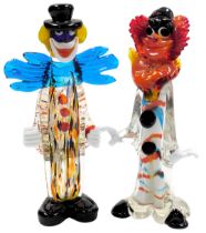 A Murano glass figure of a clown, with an oversized blue bow tie, 31cm high, and a further figure of