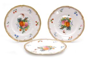 Three Royal Worcester porcelain Gloucester Fruit pattern salad plates, printed marks, together with