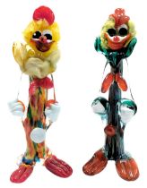 A Murano glass figure of a clown, with orange shoes, 35cm high, and a further figure of a clown, 36c