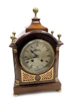 A Victorian mahogany bracket clock, by W Greenwood, Leeds and Huddersfield, circular silvered dial b