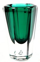 An early 20thC Kosta green glass vase, possibly designed by Elis Bergh, model 2757, etched mark, 19c