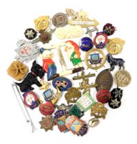 Costume jewellery and badges, including Daily Mail Teddy Tale League badges, badges for Butlins, Fil