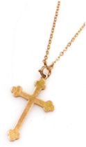 A 9ct gold cross pendant, on an oval link neck chain with bolt ring clasp, 3.9g.