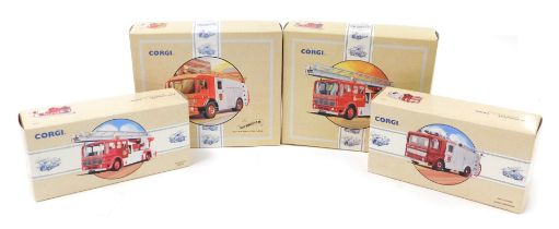 Four Corgi diecast classic fire engines, boxed, comprising The Nottingham AEC Pump Escape fire engin