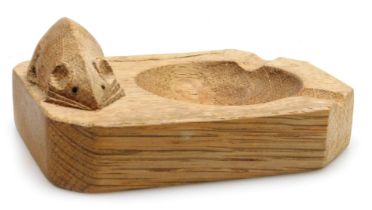 A Robert Thompson of Kilburn Mouseman oak ashtray, carved with the signature mouse, 10cm wide.