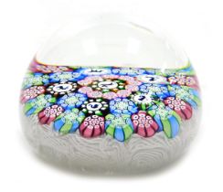 A John Deacons millefiore glass paperweight 2002, with five canes decorated with deer, birds, hare a