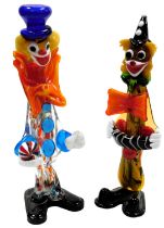 A Murano glass figure of a clown, with an oversized orange bow tie and turquoise buttons, 41cm high,