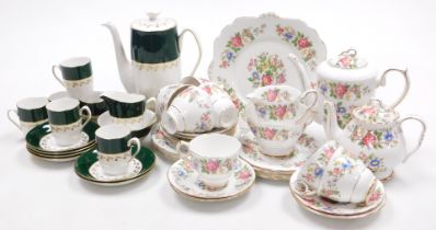 A Royal Stafford porcelain Rochester pattern part tea and coffee service, comprising a teapot, cream