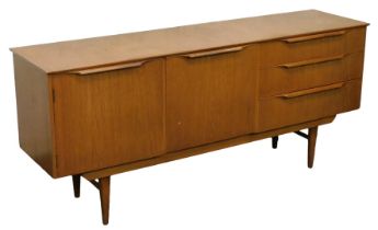 A late 20thC Mackintosh teak sideboard, with a drop down drink's cabinet, flanked to the left by a c