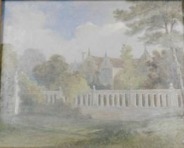 English School (early 19thC). The Old Manor House, Harlaxton, Lincolnshire, oil on canvas, 19.5cm x