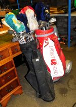 Two golf bags, including golf clubs, to include Ping, etc.