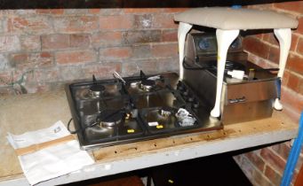 A Bosch cooker hob, a Lincat deep fat fryer, and a small stool.