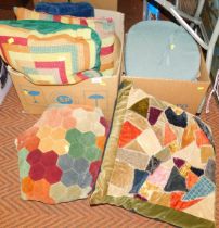 A quantity of cushions and blankets. (2 boxes)
