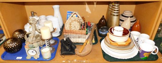 Ceramics, to include vases, plates, ornamental ware, candlesticks, other items include binoculars, s