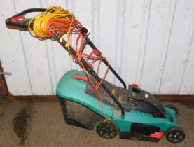 A Bosch electric lawn mower.