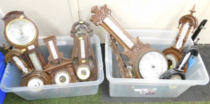 Eight mercury filled barometers, of various designs and shape.