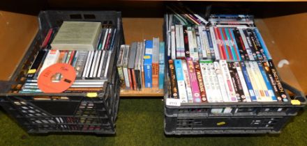 CDs and DVDs, titles include Miss Potter, The Irish RM, Let Him Have It, Frasier. (2 boxes)