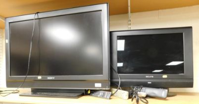 A Sony Bravia 32" widescreen television, model no. KDL-32U3000, and an Awia flat screen television,