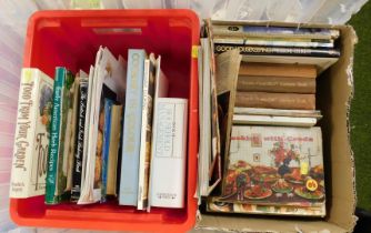 Two boxes of assorted books, mostly on Good Housekeeping and cookery.