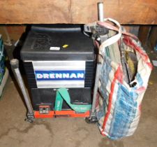 A Drennan fishing stool and a quantity of hoses.