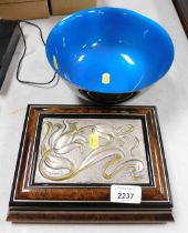 A Reid and Barton blue and silvered finish bowl, together with a trinket box with floral decoration.