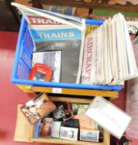 A quantity of newspapers, to include Daily Telegraph, special including trains, tins and playing car