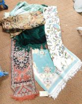 A hand made rug, three machine made rugs and a quantity of throws