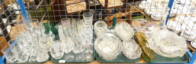 Glassware, to include cut glass jugs, drinking glasses, decanters, bowls, etc. (4 trays)