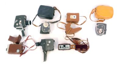 A quantity of Cine film cameras, to include a Bell & Howell Brownie 8 movie cameras, etc. (1 box)