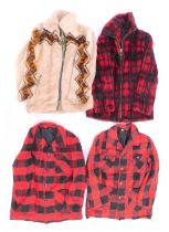 A group of fleece jackets, various sizes, to include red plaid, etc. (a quantity)