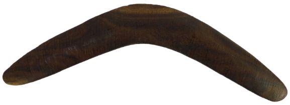 An aboriginal comeback boomerang, undecorated, 48cm wide. Provenance: acquired in 1963-4 while the v