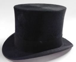 A William Whiteley Ltd London top hat, internal circumference approx 54cm.