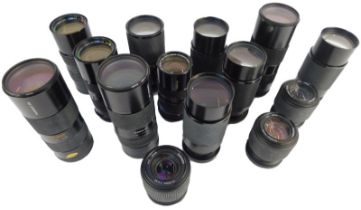 A quantity of Tamron lenses, various sizes, to include auto zooms, 70-210mm, etc. (some AF)