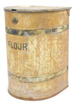A Victorian toleware painted flour bin, 55cm high.