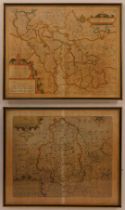 After Christopher Saxton. Map of Northamptonshire, coloured, 28cm x 35.5cm, together with a map of B