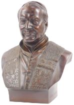 After Victor Vanhove (1833-1898). Bust of Pope Pius XI, cast bronze, impressed mark for Victor Vanho