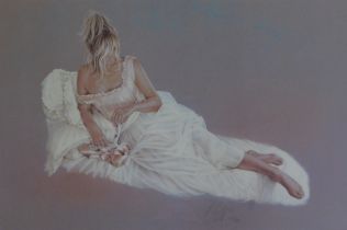 After Kay Boyce (Contemporary). White Lace I, artist signed limited edition print, 147/650, 35cm x 5