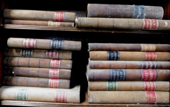 Late 19thC/early 20thC parochial general and other ledgers, relating to Uffington, leather bound.