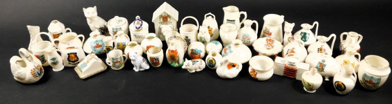 A collection of various crested china ornaments, to include W H Goss, Shelley China, Coronet Ware, a