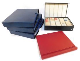 Various stamp albums, to include stamps from Denmark, Titanic collectors cards, slides, etc. (a quan