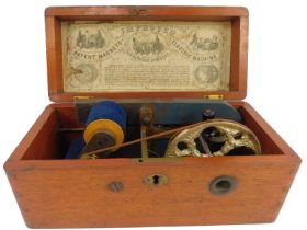 A late 19thC patent Magneto Improved Electric Machine, for nervous diseases, contained in an oak cas