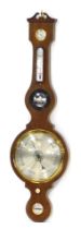 A 20thC mahogany and box wood line inlaid banjo barometer, with silvered dial, 106cm high.