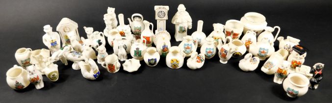 A collection of various crested china ornaments, to include Arcadian, W H Goss, Grafton, and others,