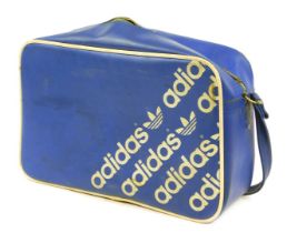 A 1970s Adidas sports bag, blue.