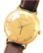 A Jaeger Le Coultre gentleman's 9ct gold cased wristwatch, the gold coloured circular dial bearing b