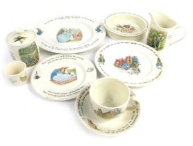 A group of Wedgwood Peter Rabbit pattern ceramics, to include child's bowl, teacup and saucer, jug,