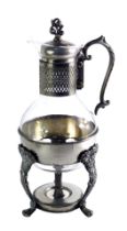 A glass coffee percolator, with silver plated mounts, lacking burner, 34cm high.